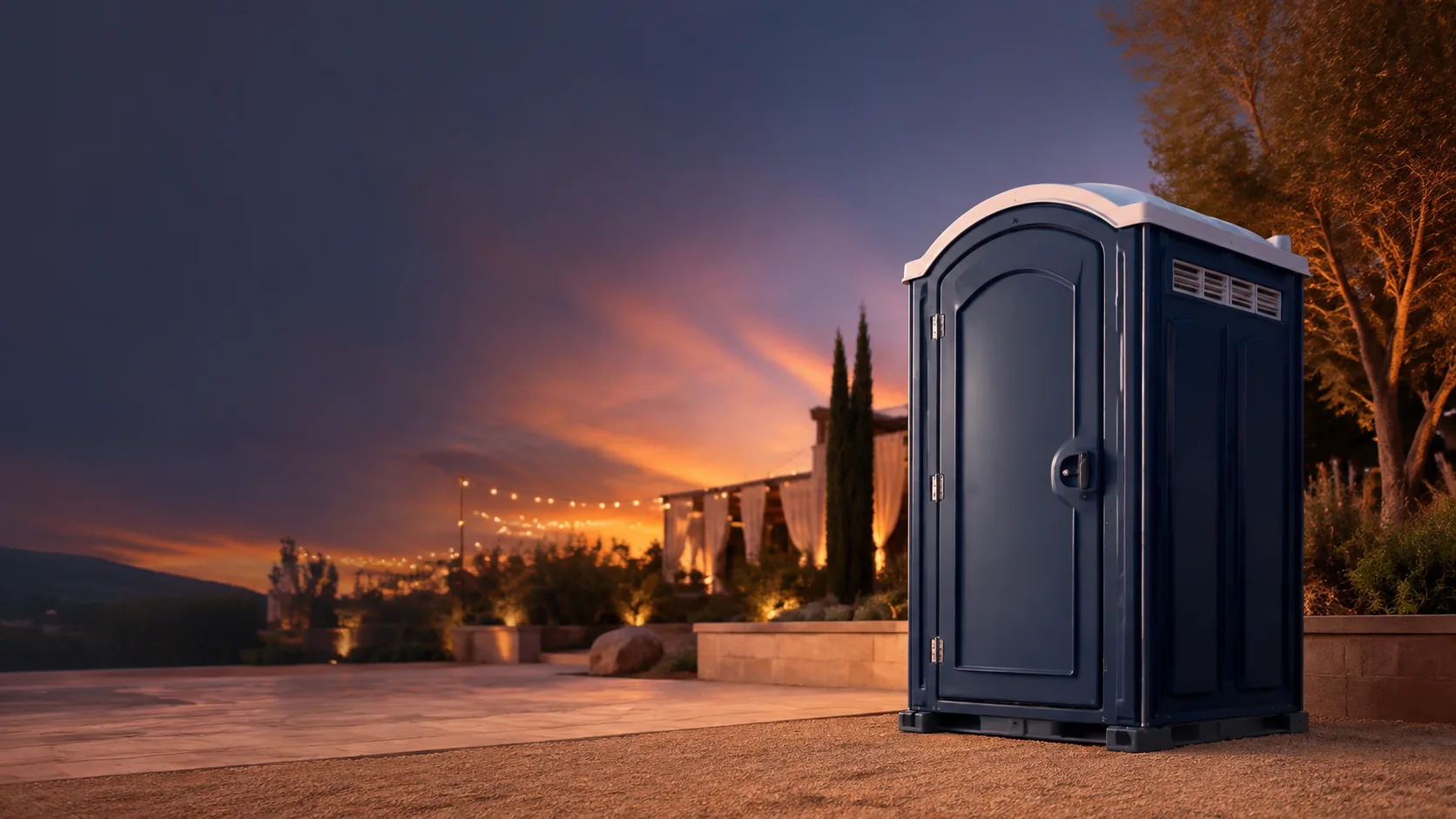 Portable restroom shown for rental planning in Cornelius, NC